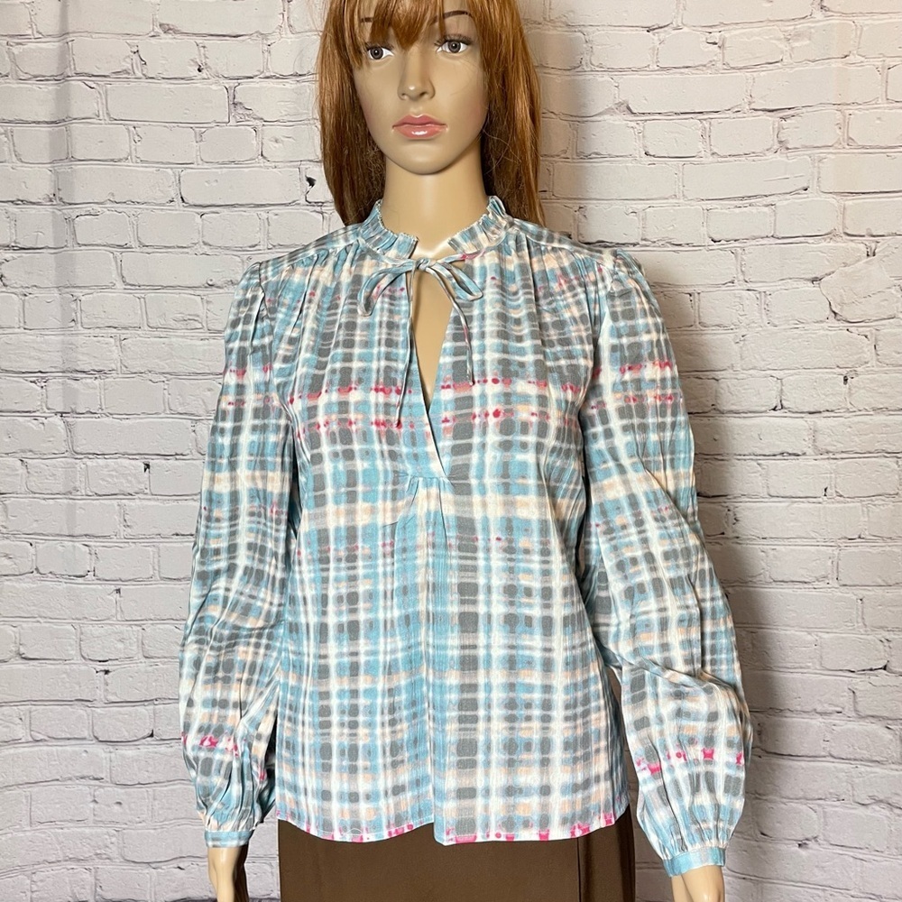 NWT New $198 Joie Jindrah Gathered Printed Cotton Blouse Size S - Picture 2 of 15